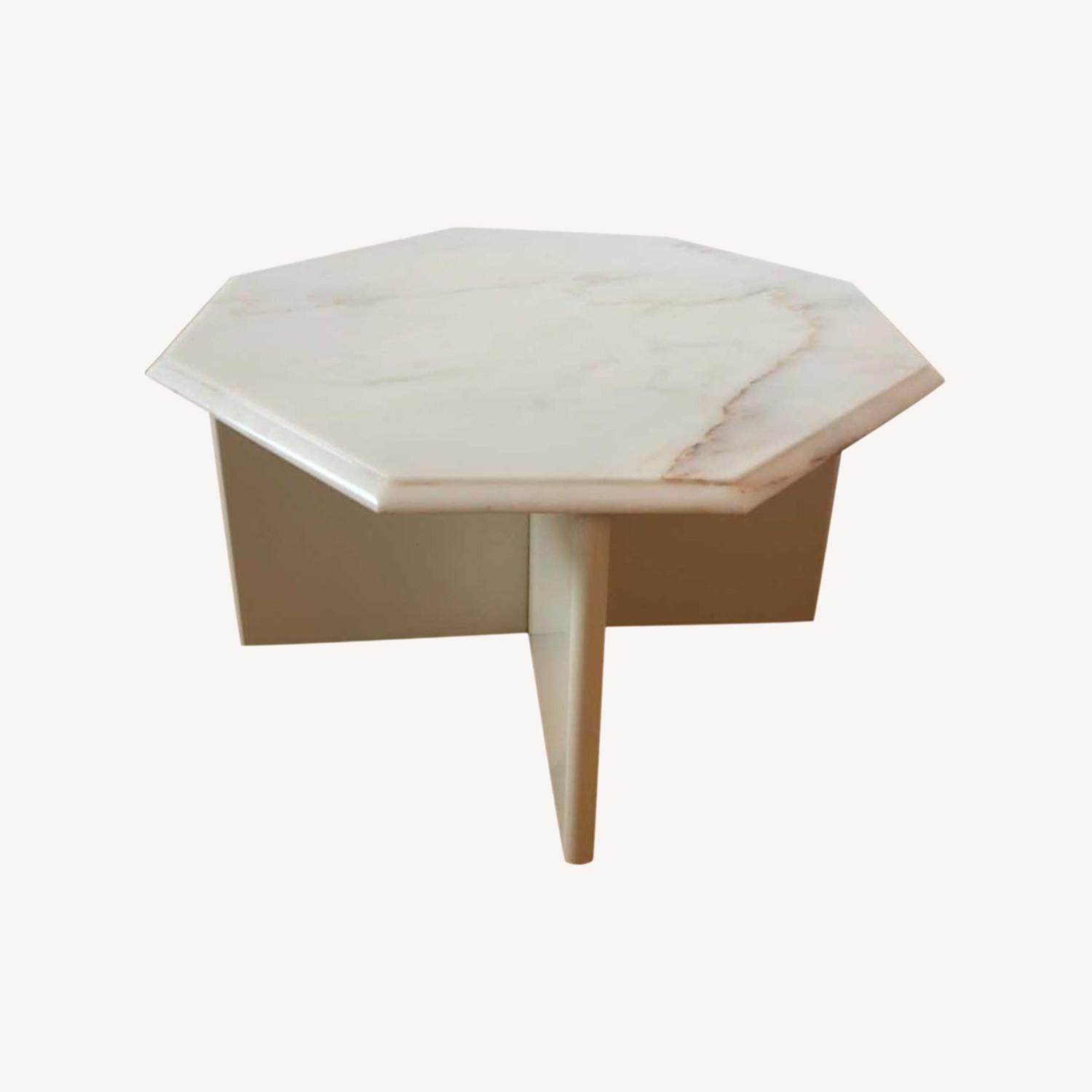White Italian Marble Hexagon Coffee Table - image-0