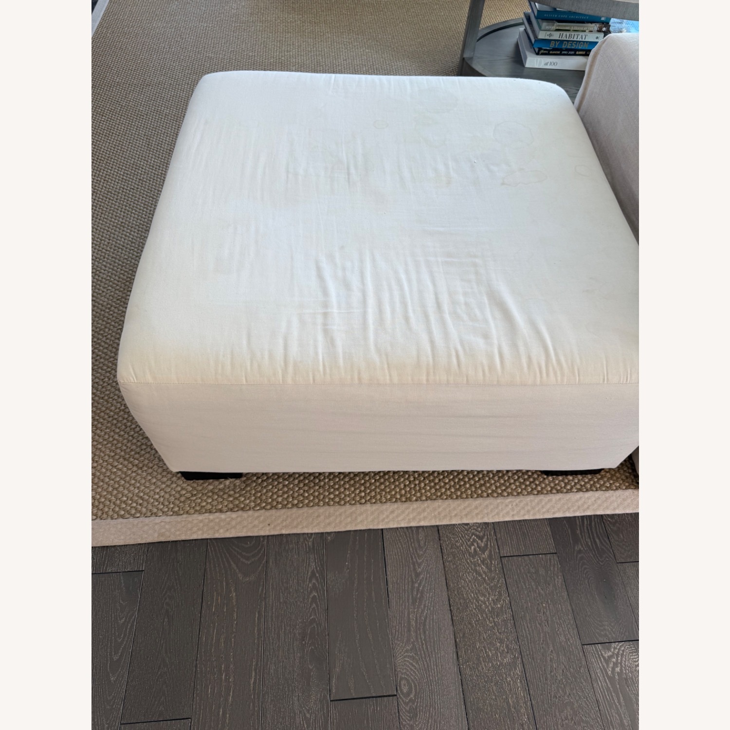 Lee Industries Off White Linen Ottoman - image-8