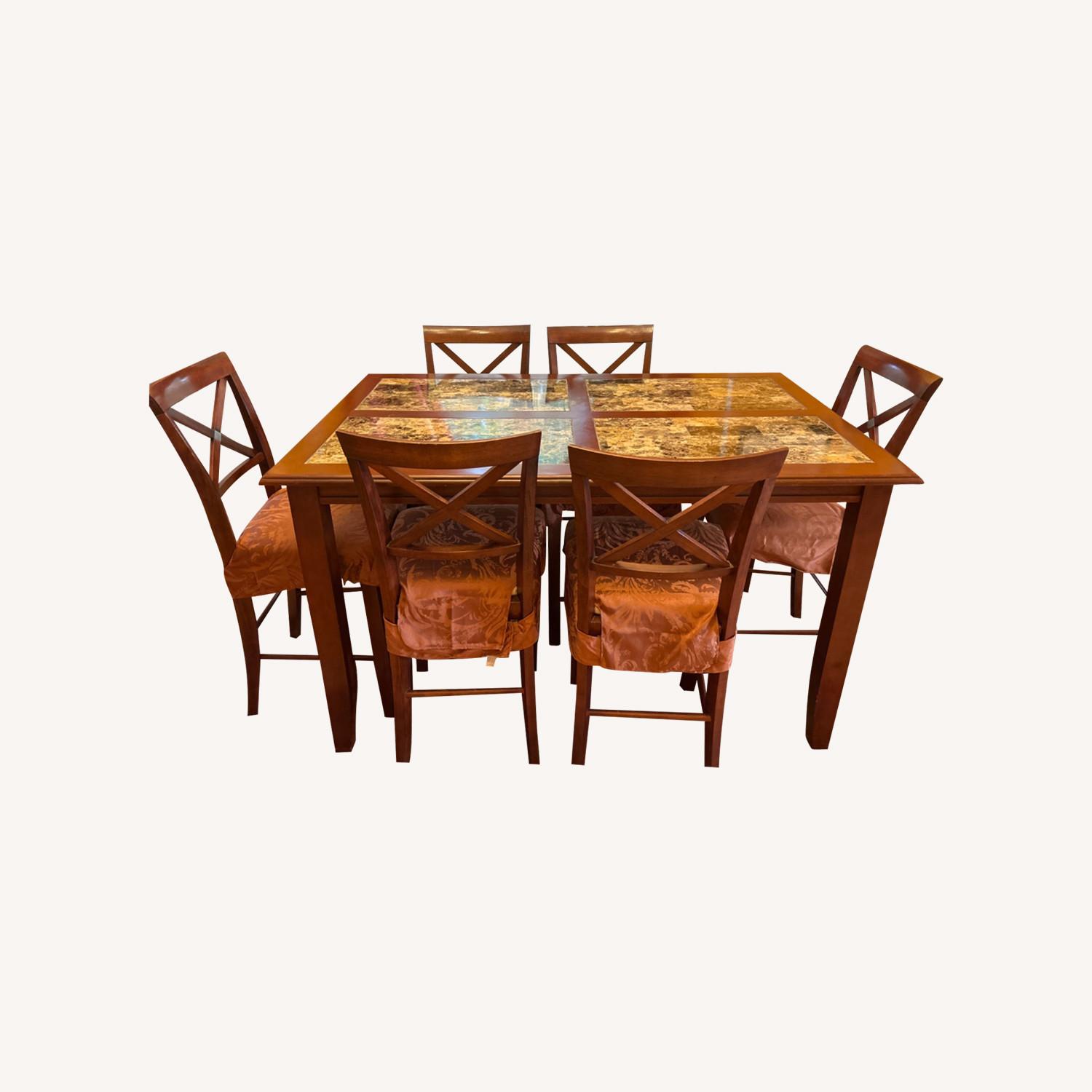 Ashley Furniture Faux Marble Tan Dining Set - image-0