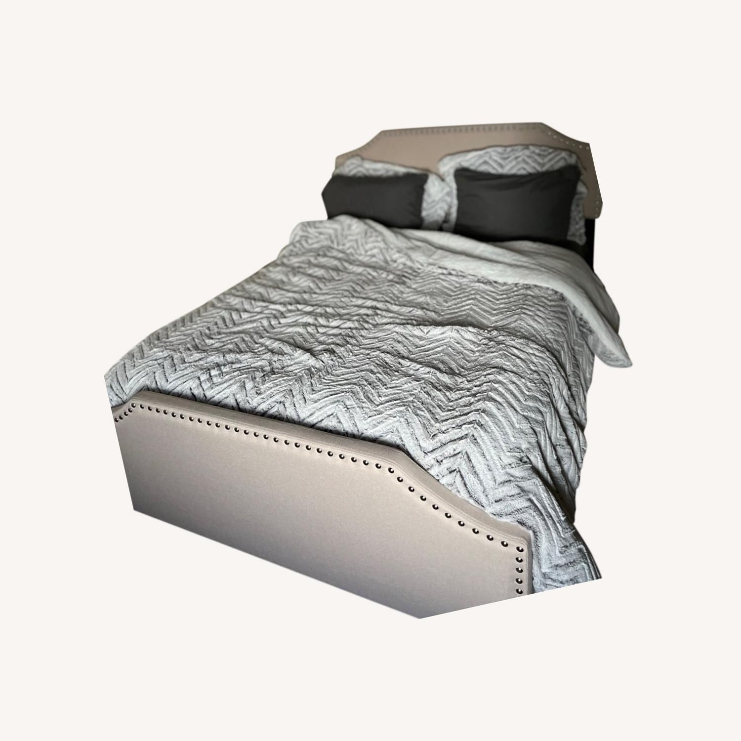 Wayfair Upholstered Studded Platform Full Double Bedframe - image-0