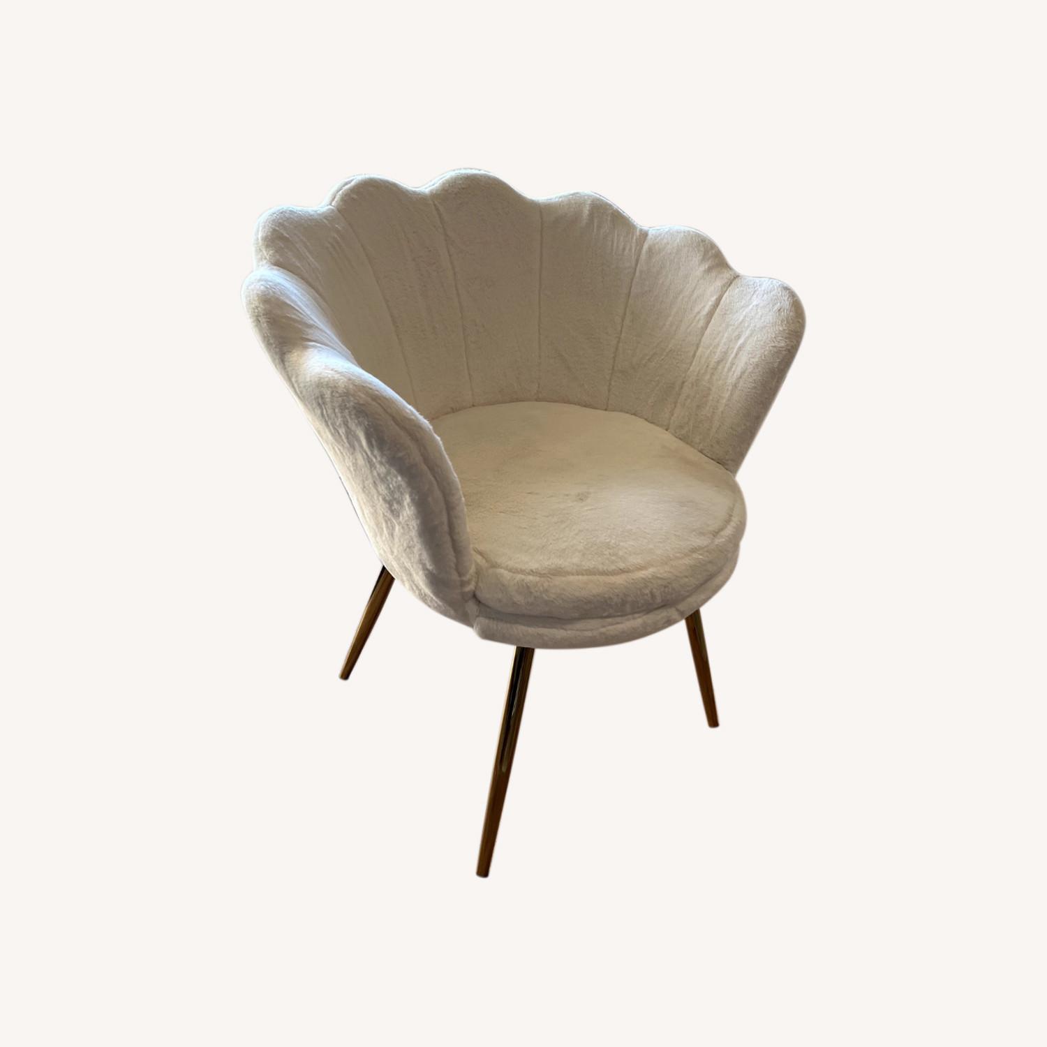 White Faux Fur Accent Chair with Gold Legs - image-0