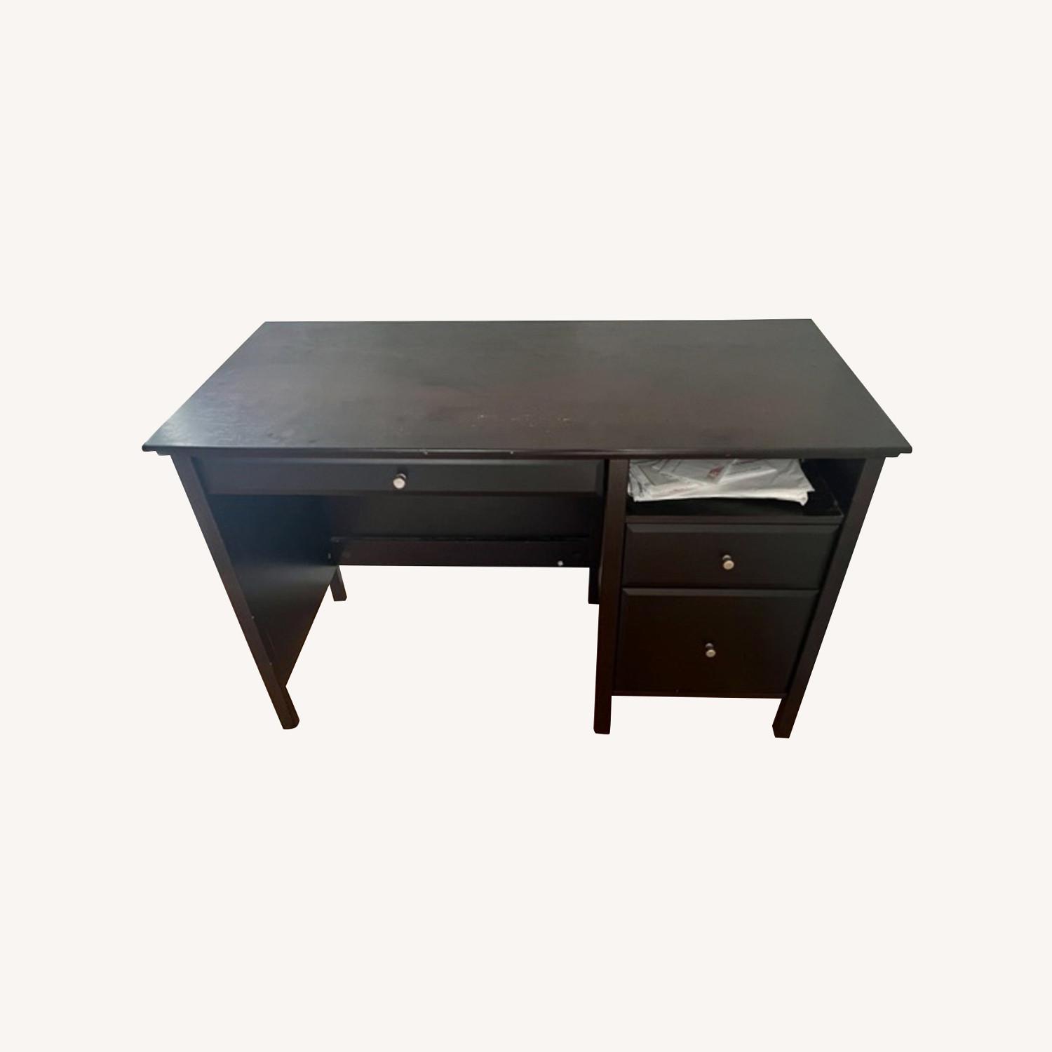 Dark Brown Desk With Storage AptDeco