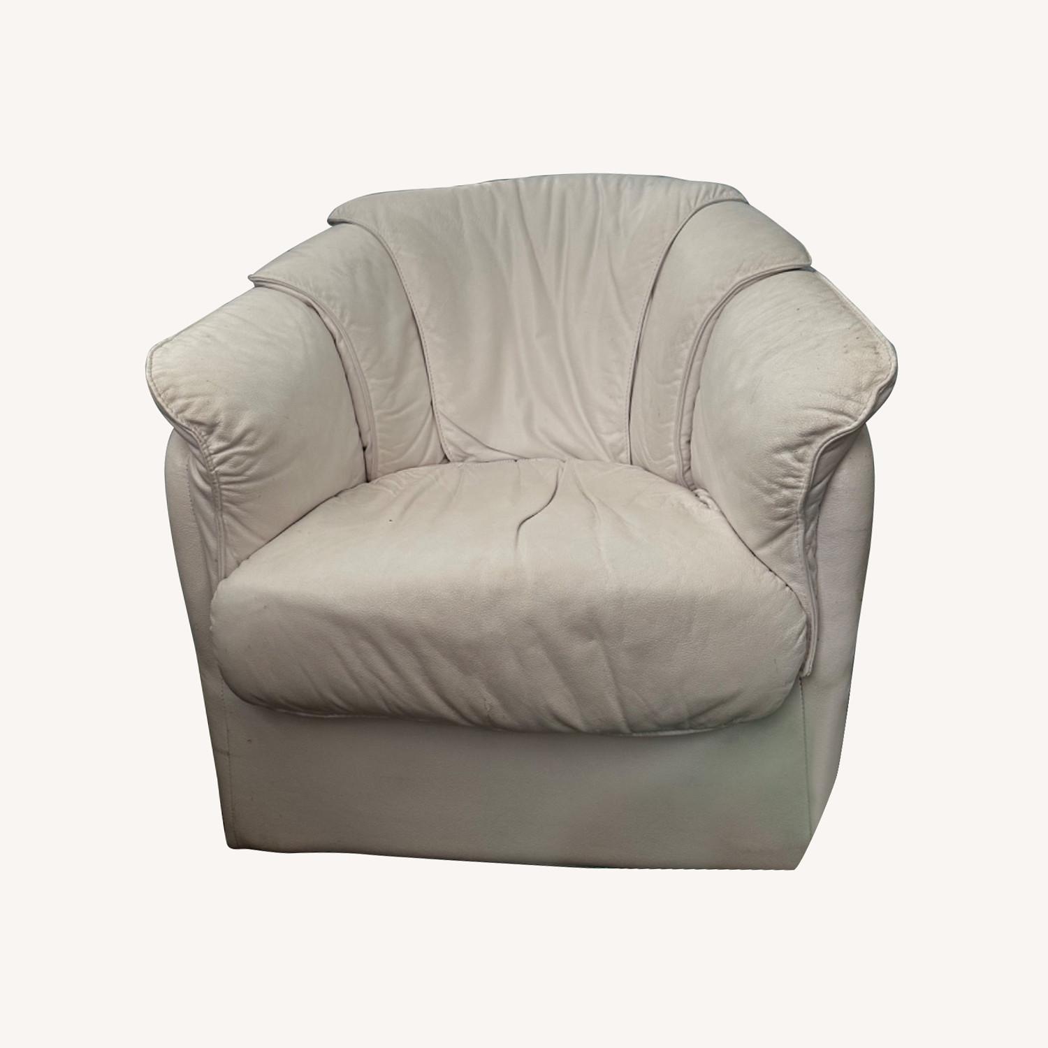 White Leather Swivel Chairs - image-0