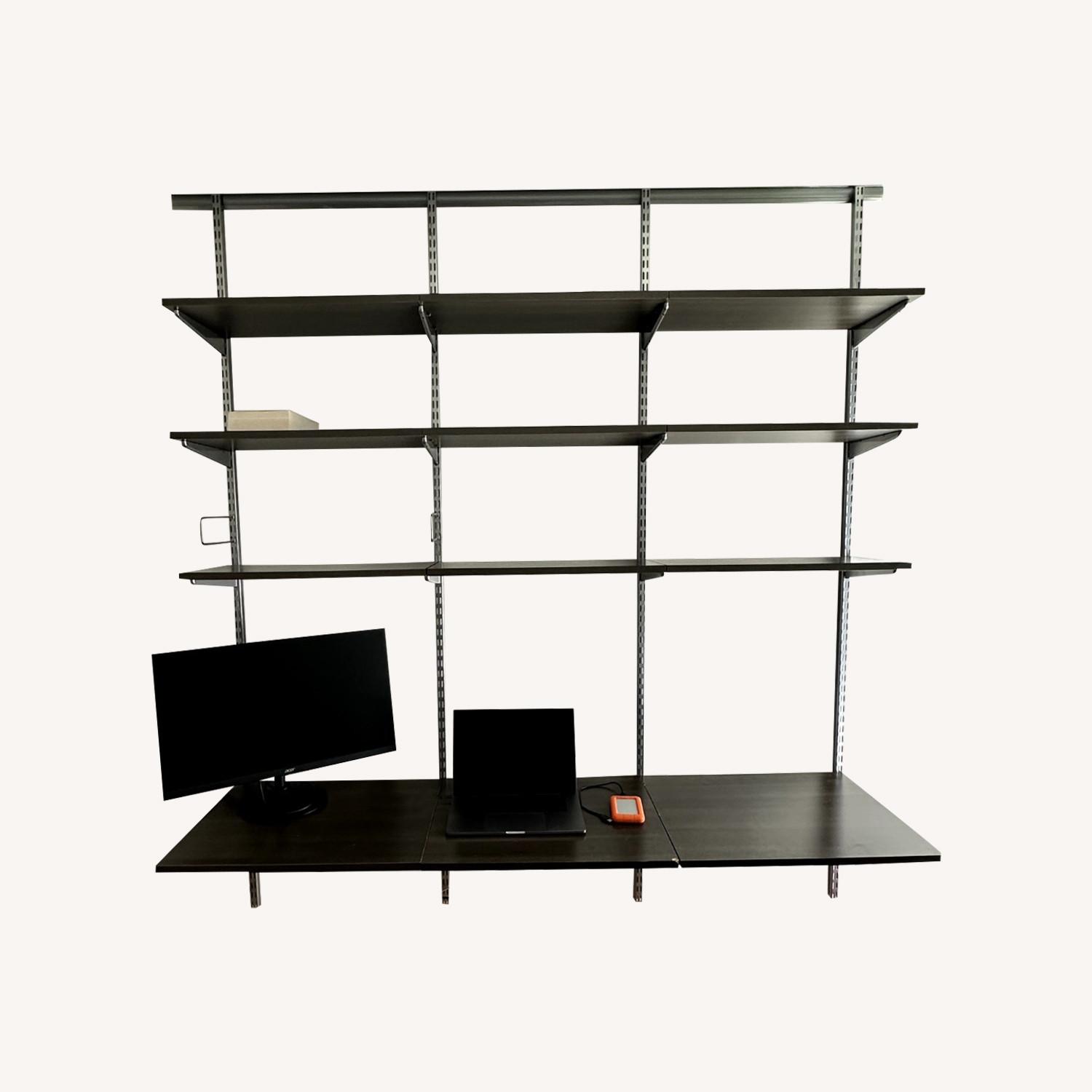 Dark Brown Elfa Wall Mounted Desk/Shelf AptDeco