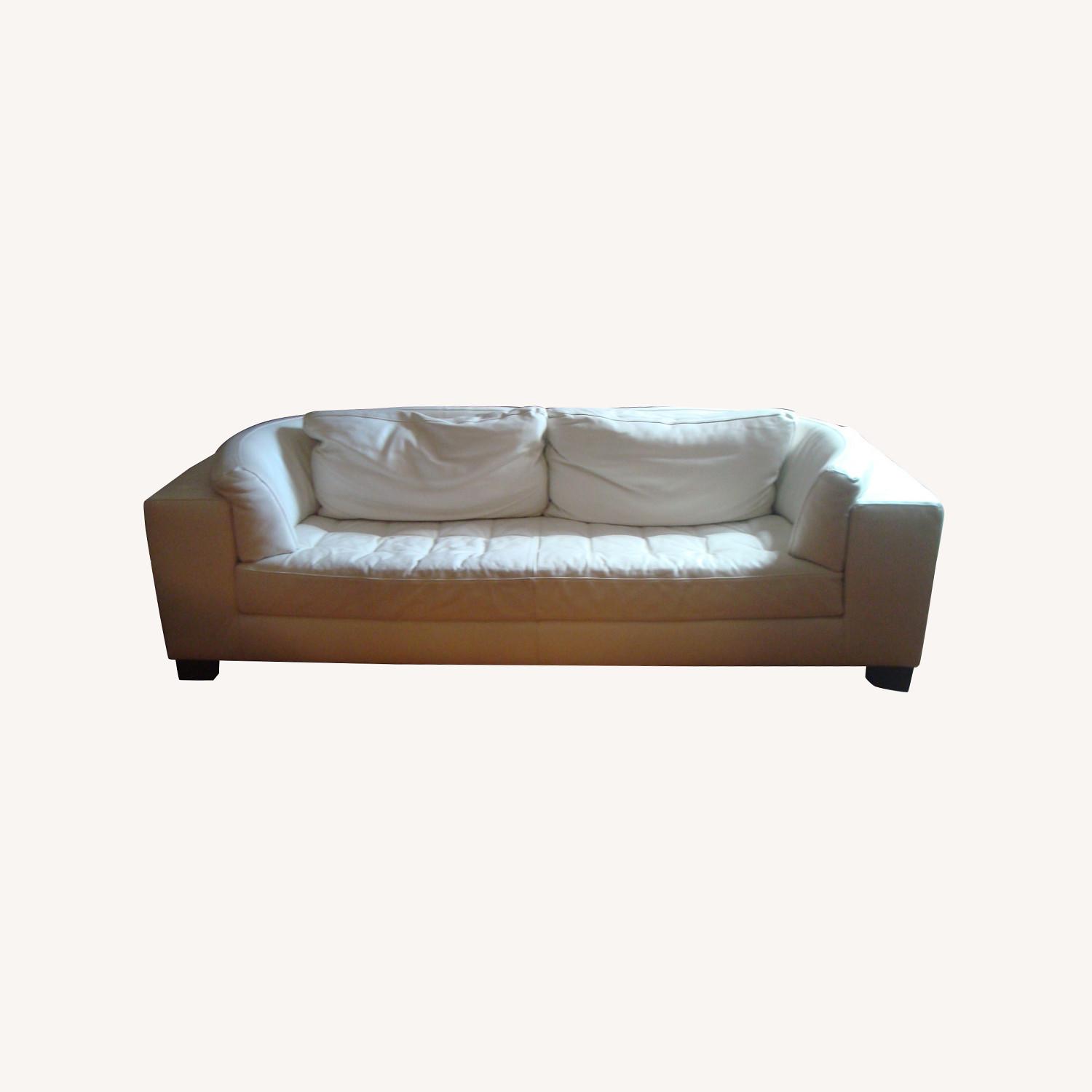 Natuzzi White Leather Sofa made in Italy AptDeco