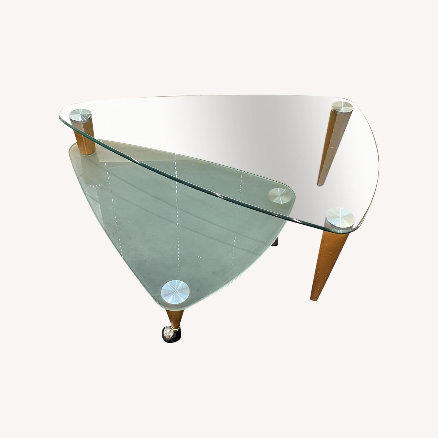 Custom Retro Double Level Glass Coffee Table - image-0