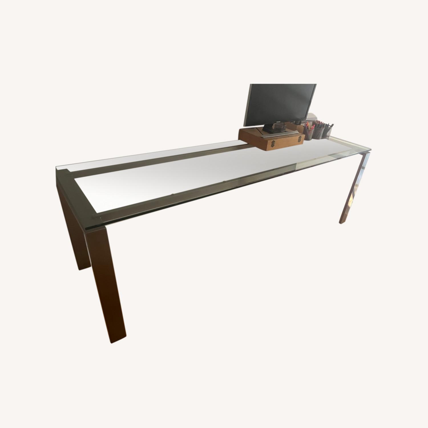 Modern Glass Desk Table XLong AptDeco