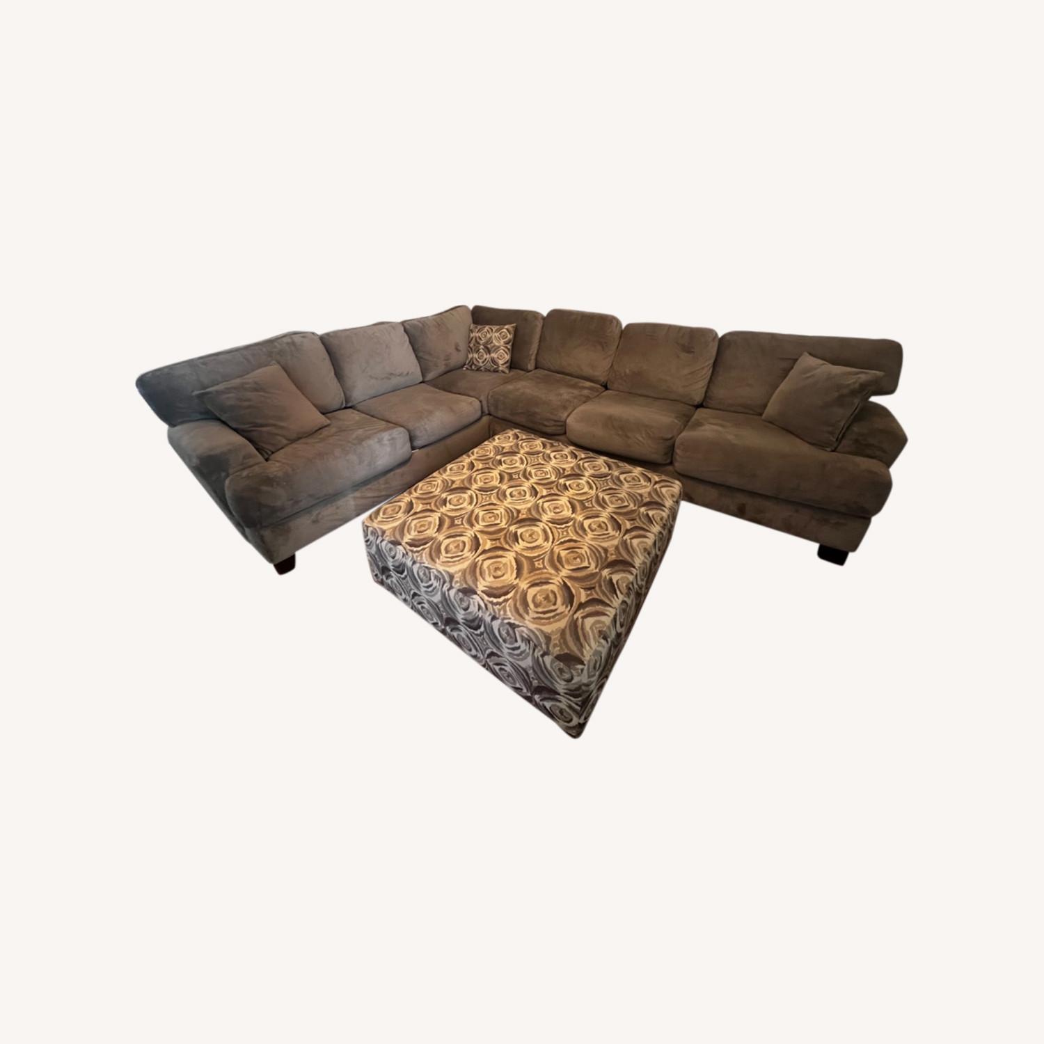 Levin Large L Shaped Sectional and Matching Ottoman - image-0