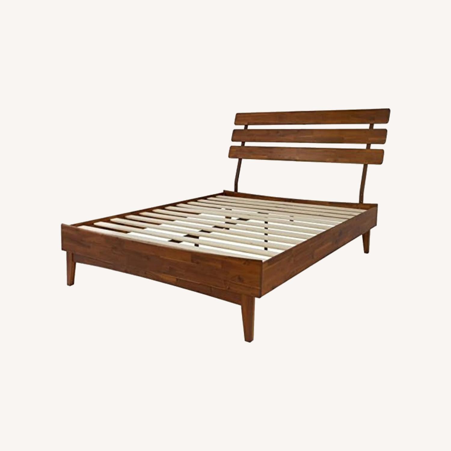 Acacia Wood Queen Bed Frame Adjustable Headboard AptDeco