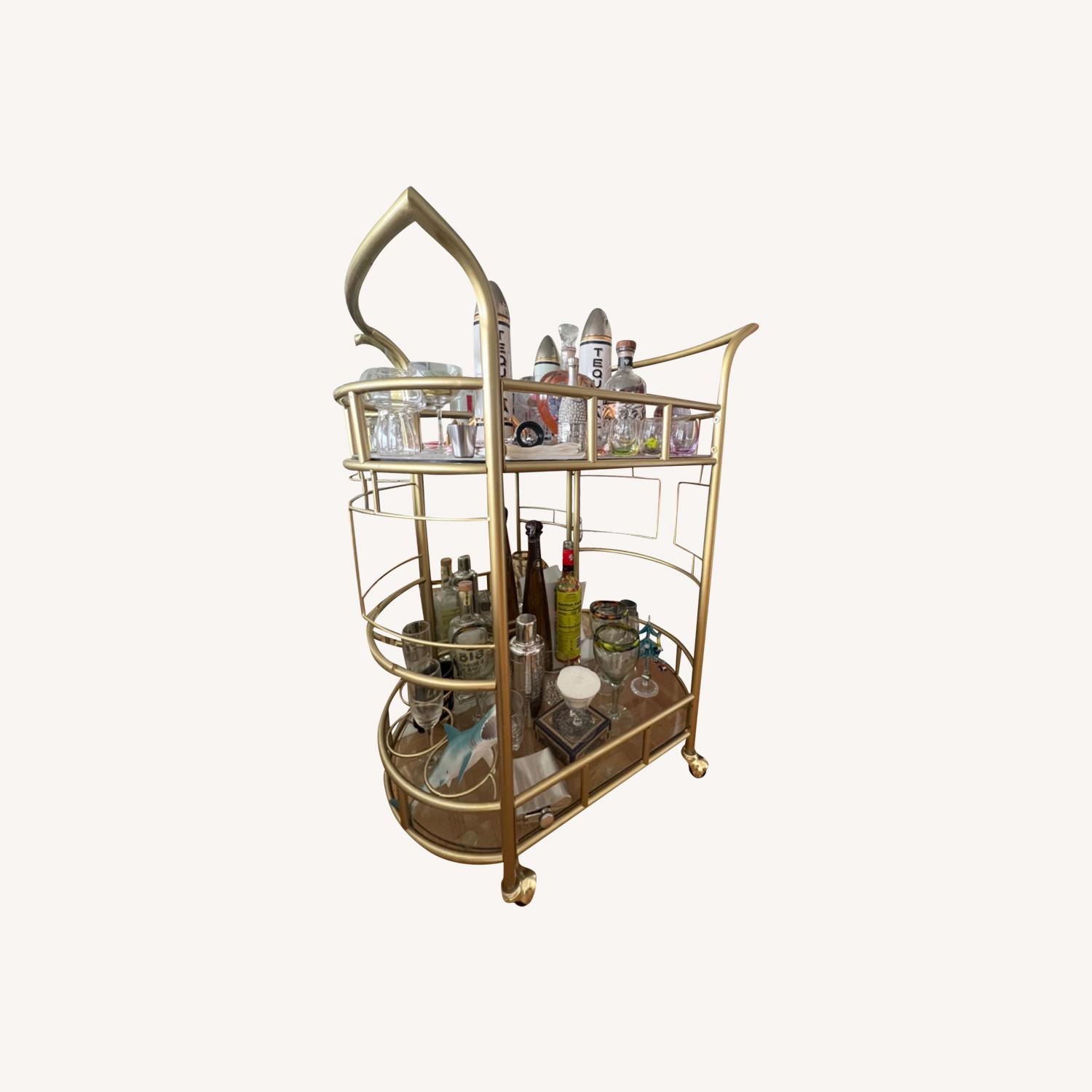 Agiato Metal Bar Cart -Gold - image-0
