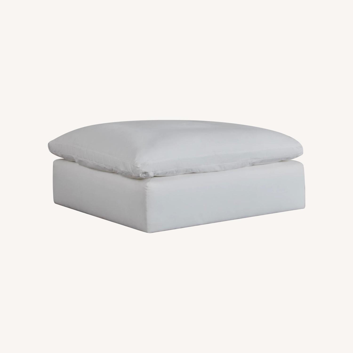Nixon White Fabric Cocktail Ottoman - image-0