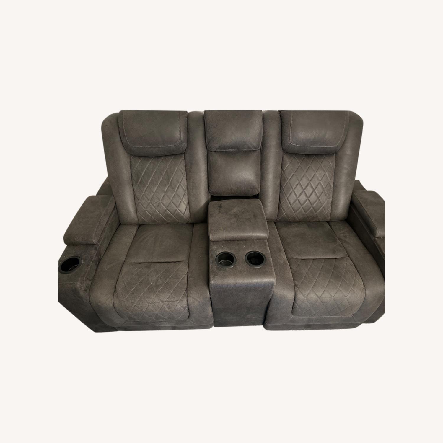 Ashleys Leather Power Recliner Loveseat - image-0