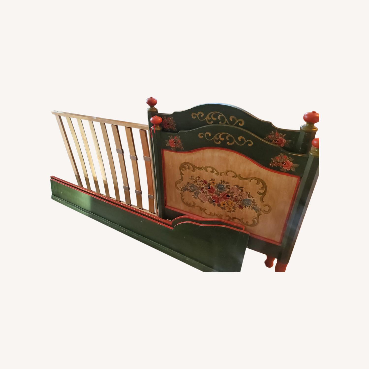Vintage Folk Art Painted Bed from Germany AptDeco