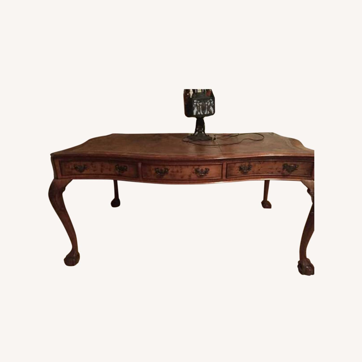 Embossed Leather French Partner Desk AptDeco