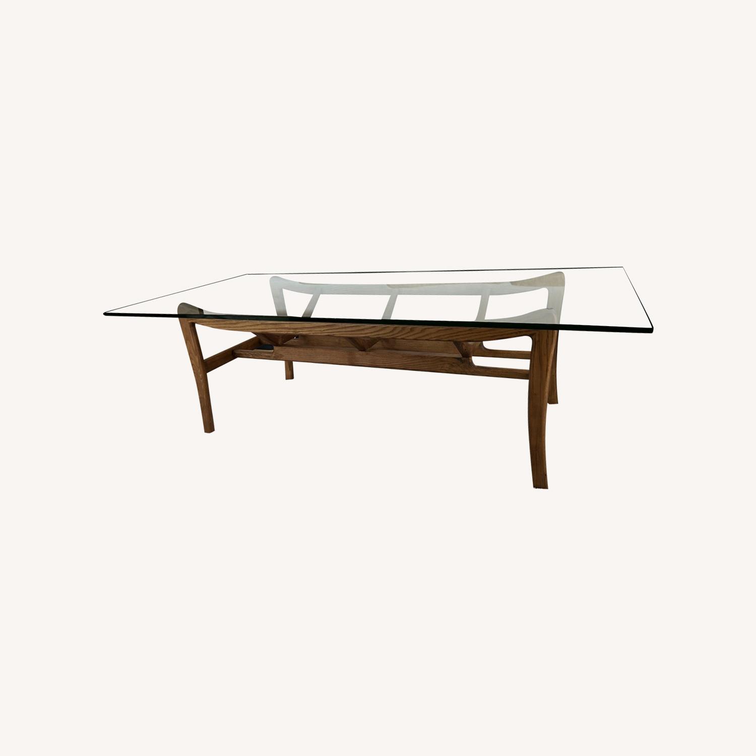 Glass and Solid Wood Coffee Table AptDeco