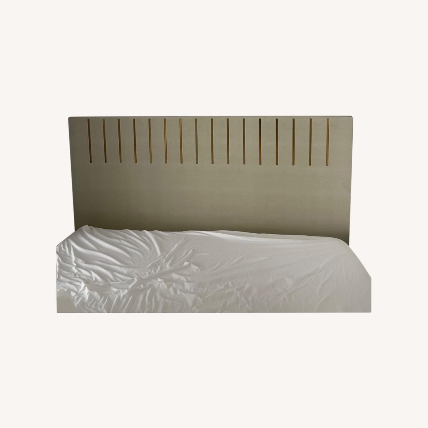 CB2 Ivory Shagreen Embossed Headboard Queen AptDeco