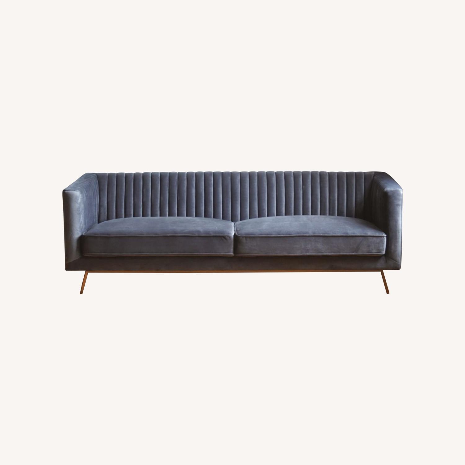 Modern Sofa in Dark Grey Velvet - image-6