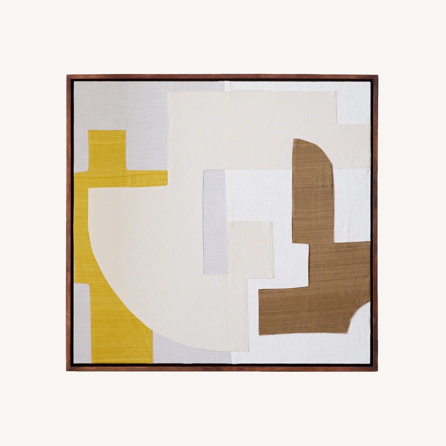 West Elm Fabric Framed Yellow Dimensional Art AptDeco