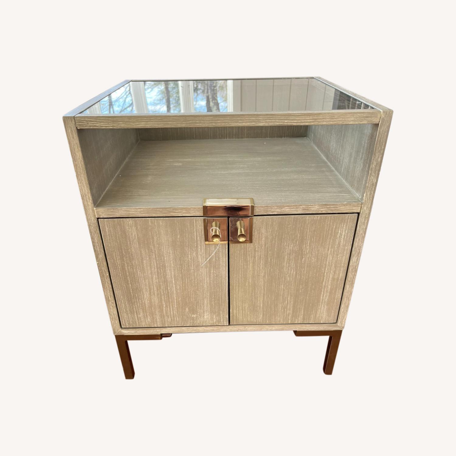 Ingram Glass Top Nightstand Light Gray AptDeco