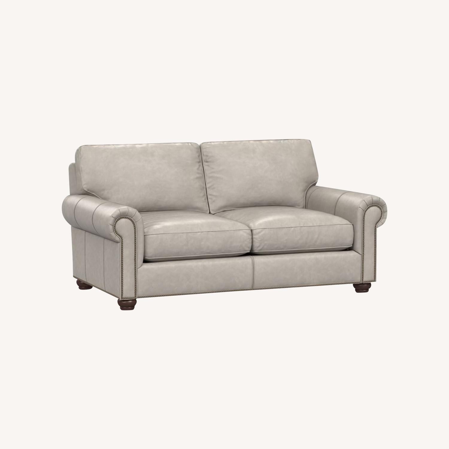 Pottery Barn ster Roll Arm Leather Loveseat AptDeco