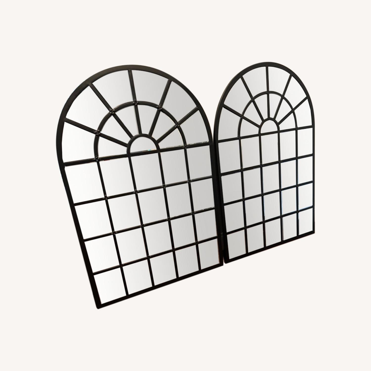 Black Arched Window Frame Mirror - image-0