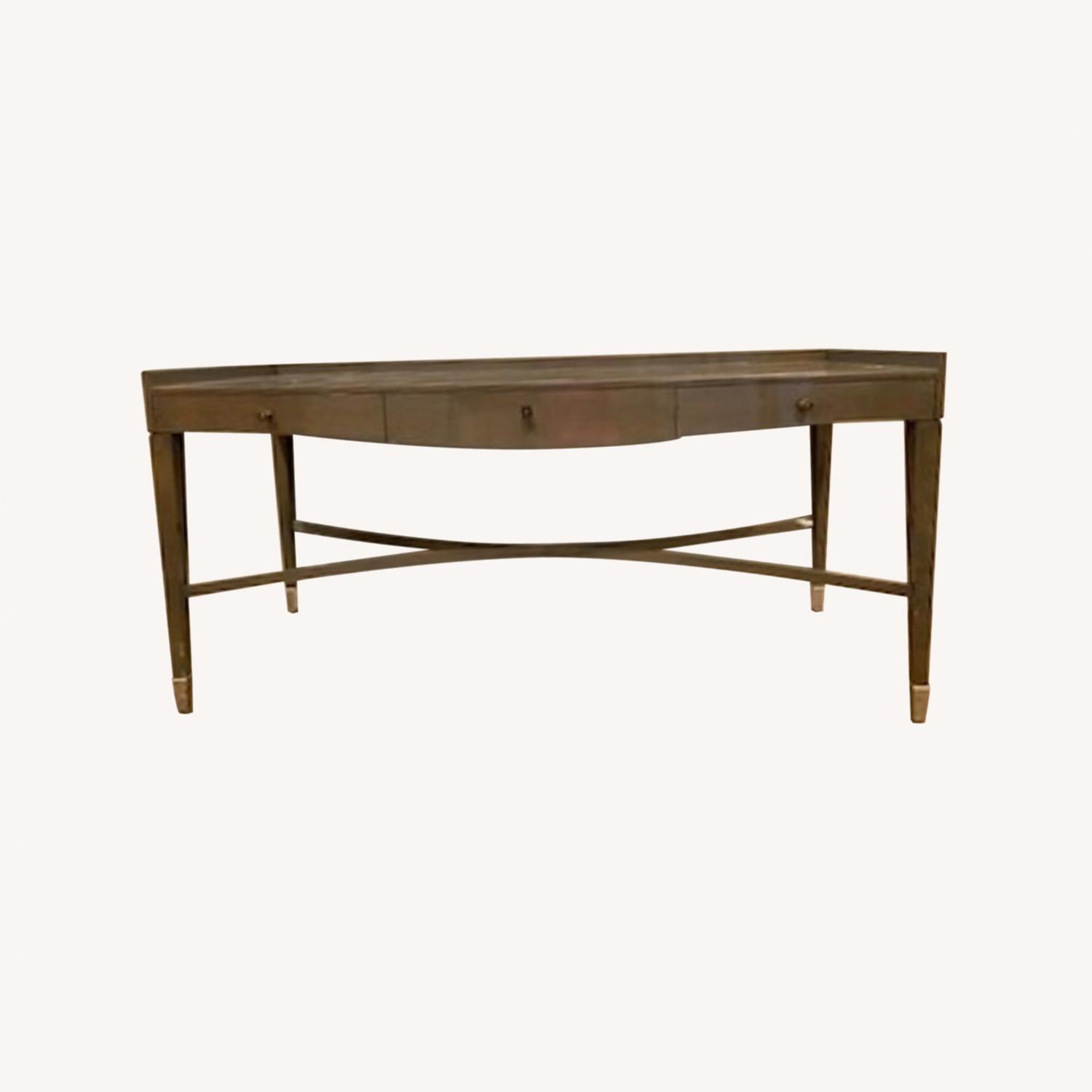 Sleek Gray Glossy Desk - image-0