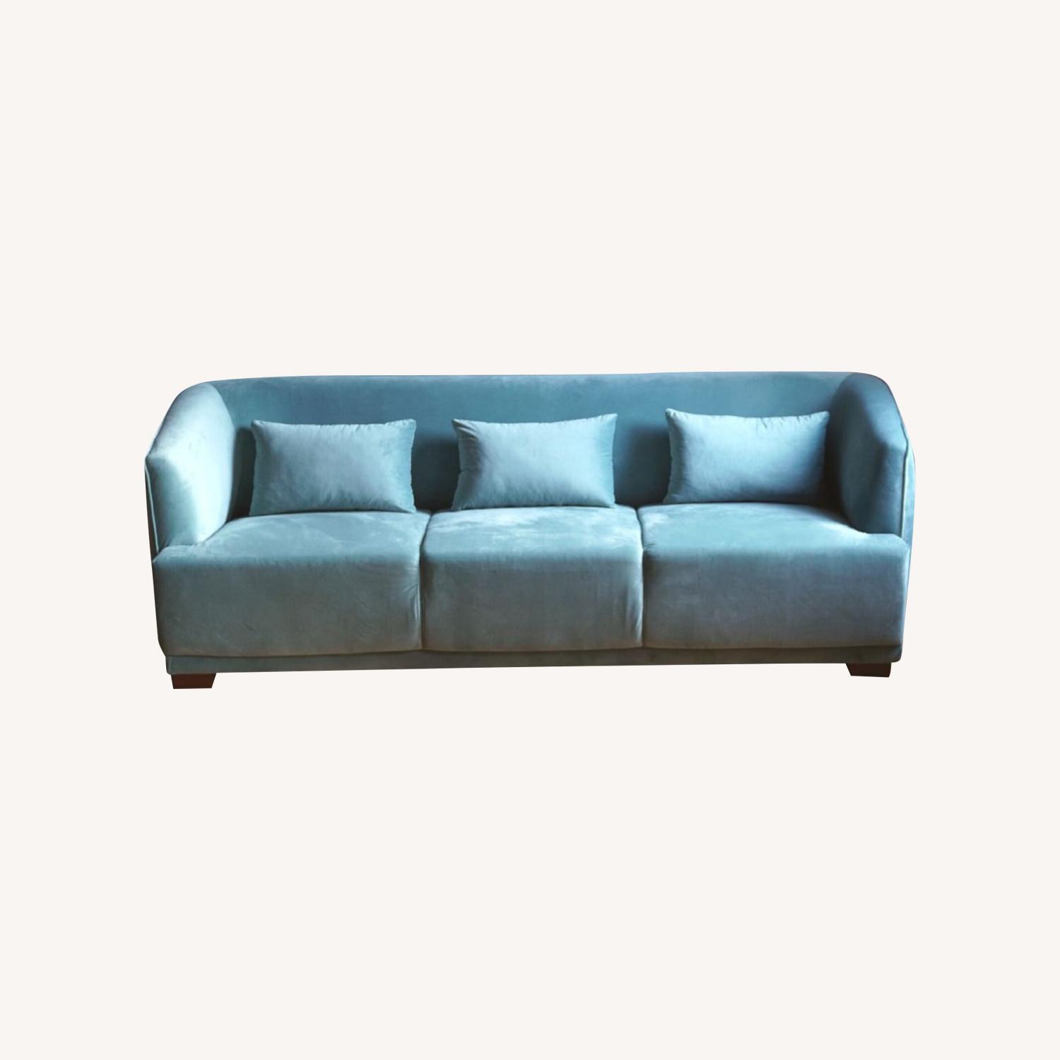 Modern Sofa in Seafoam/turquoise Velvet - image-4