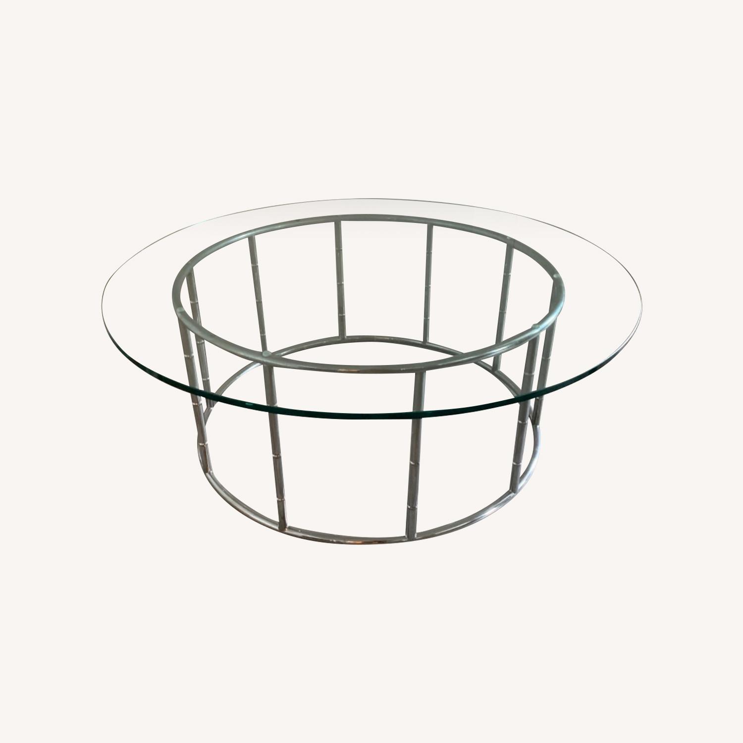 Vintage Mid Century Chrome & Glass Table - image-0