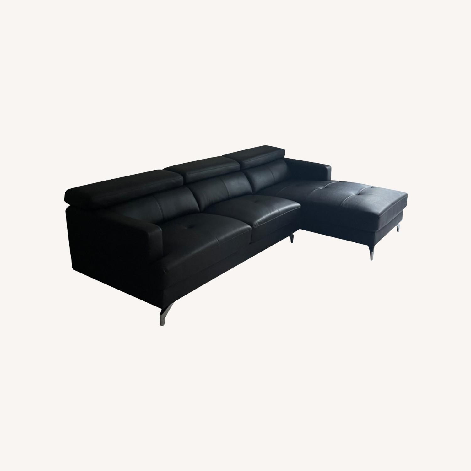 City Furniture Black Leather Sectional AptDeco