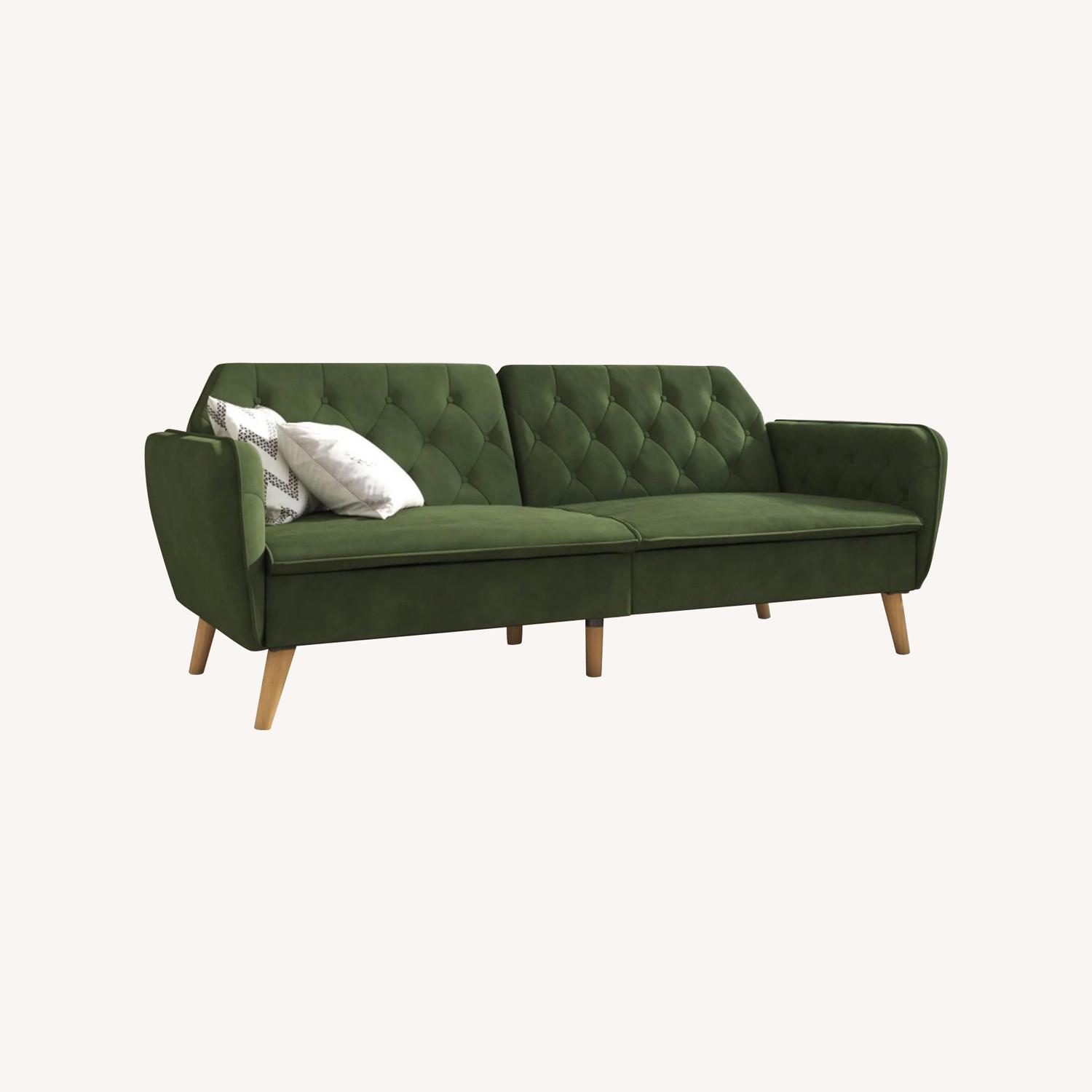 Tallulah Memory Foam Green Velvet Futon AptDeco