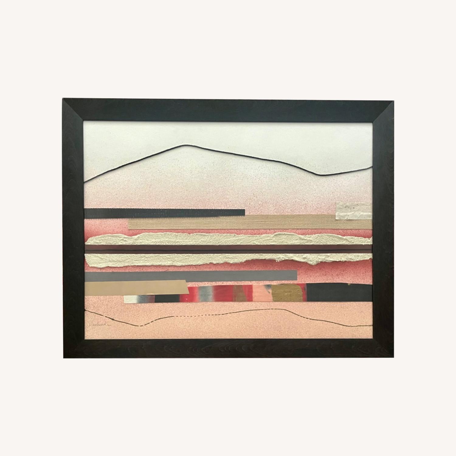 Mixed Media Abstract Litho Print Textile Art - image-0