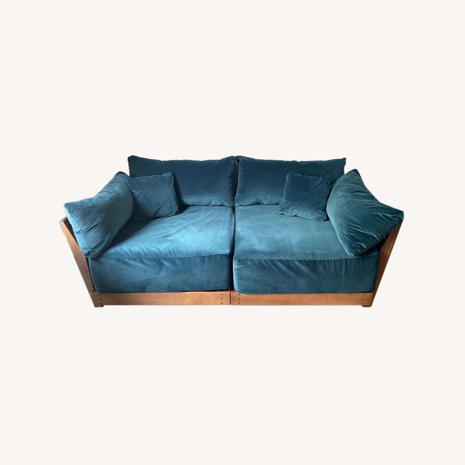 Luxury Velvet Modular Loveseat With Washable Covers AptDeco
