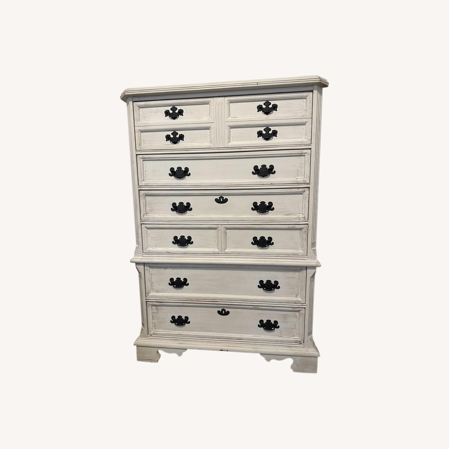 Bassett Chippendale White 6-Drawer Highboy Dresser - image-0