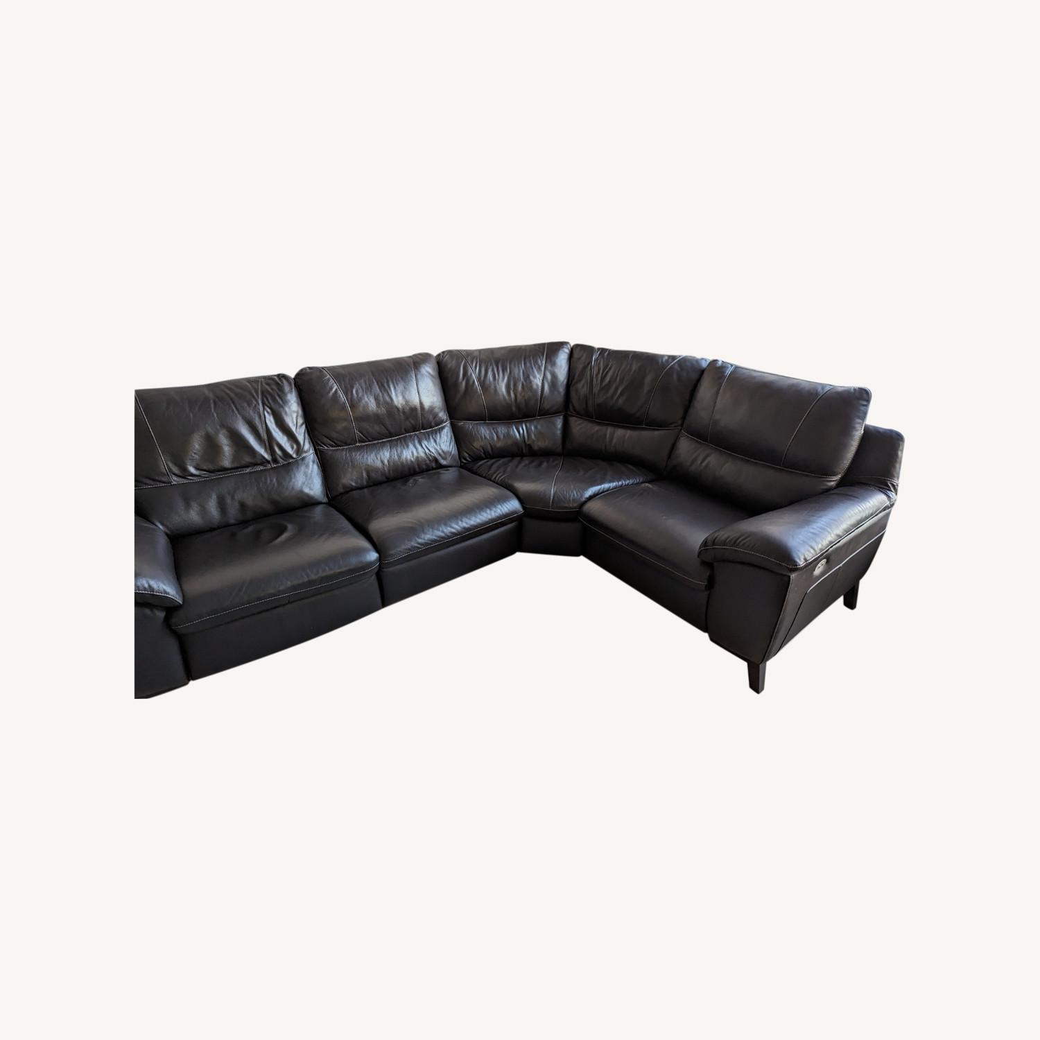 Macy's Leather Sectional With Two Power Recliners - image-0