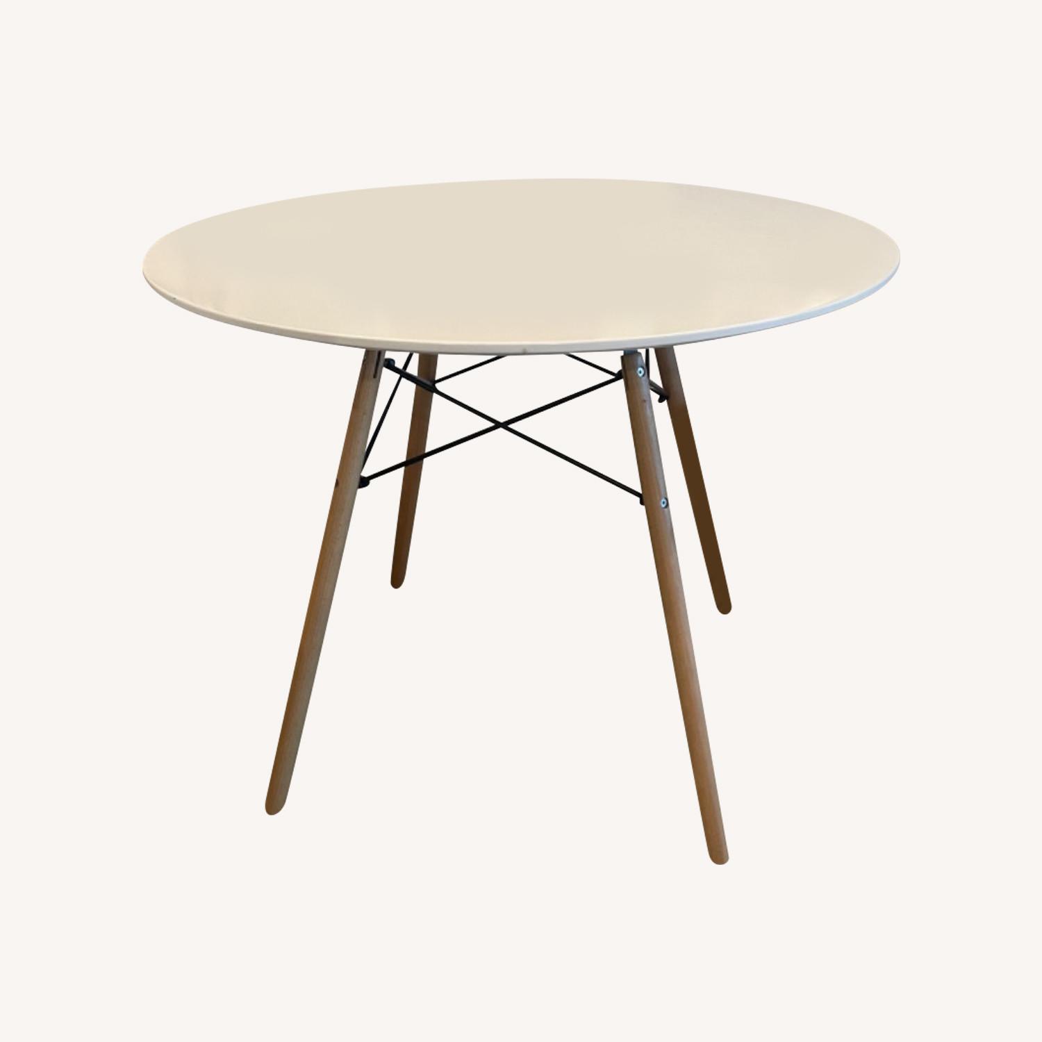 White Round Dining Table, MCM - image-0