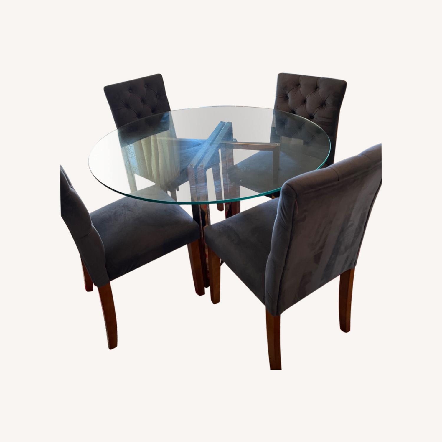 CB2 Silverado 47 Round Brass Dining Table Set - image-0