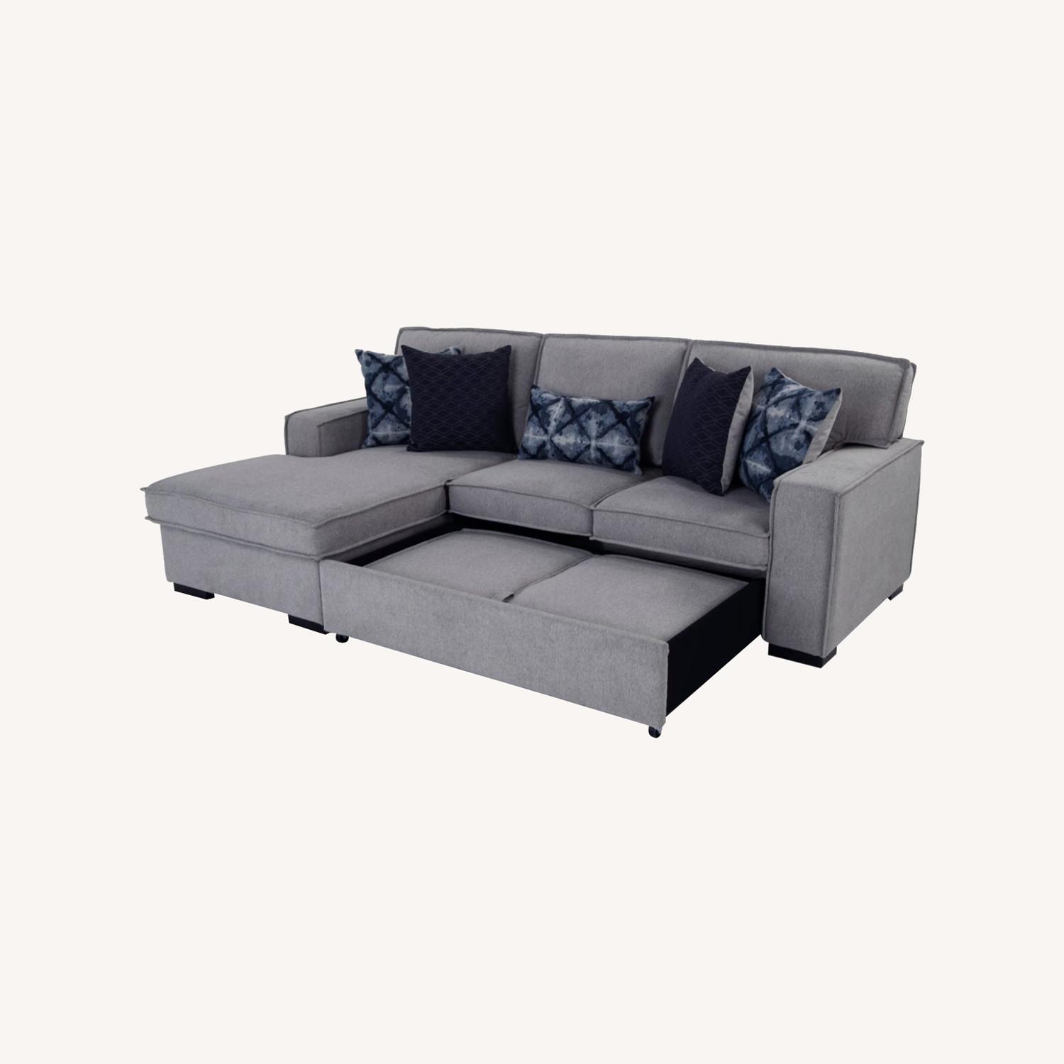 Sleeper Sectional L Couch/Sofa With Chaise & Storage - image-0