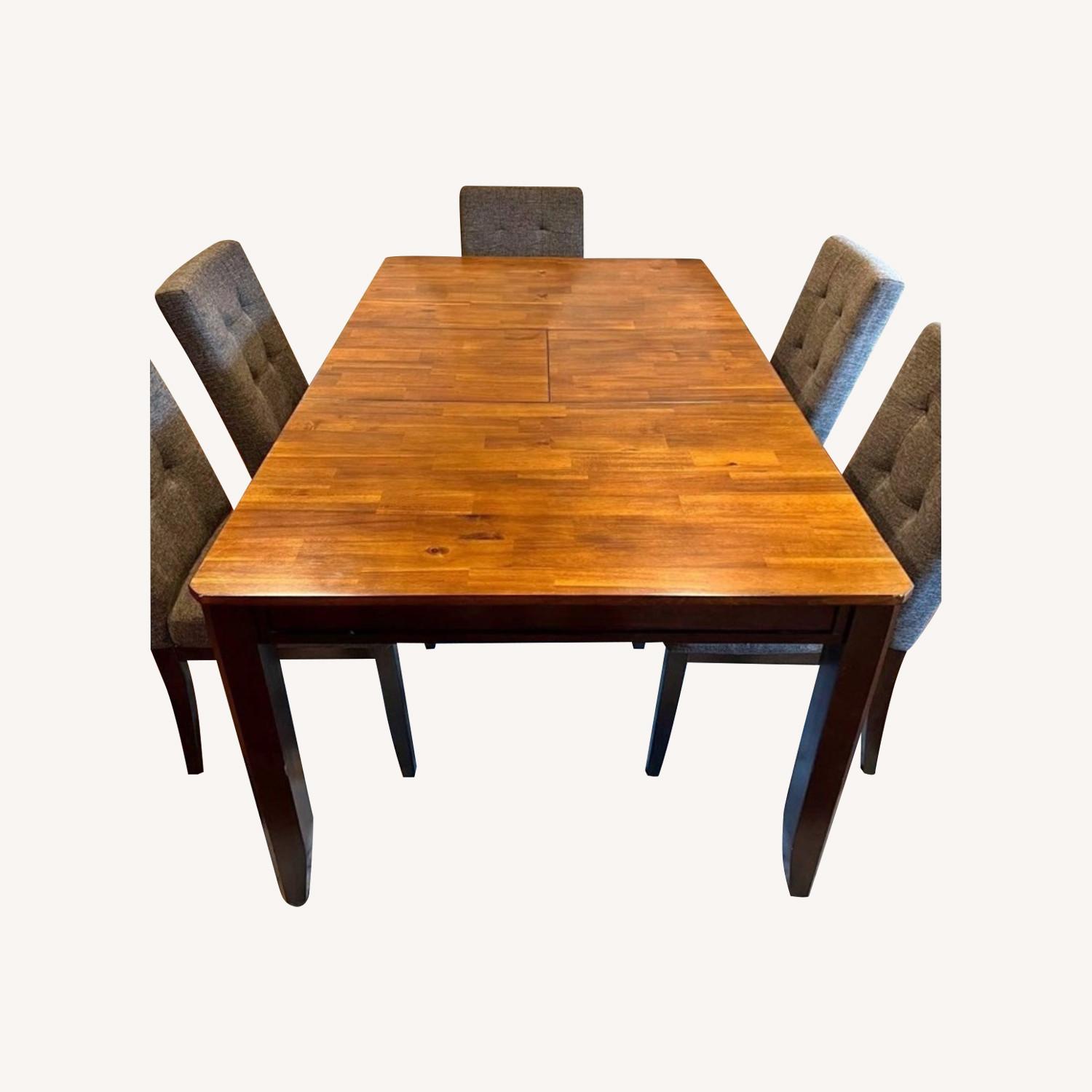 Farmhouse Wooden Table With Tufted Chairs - AptDeco