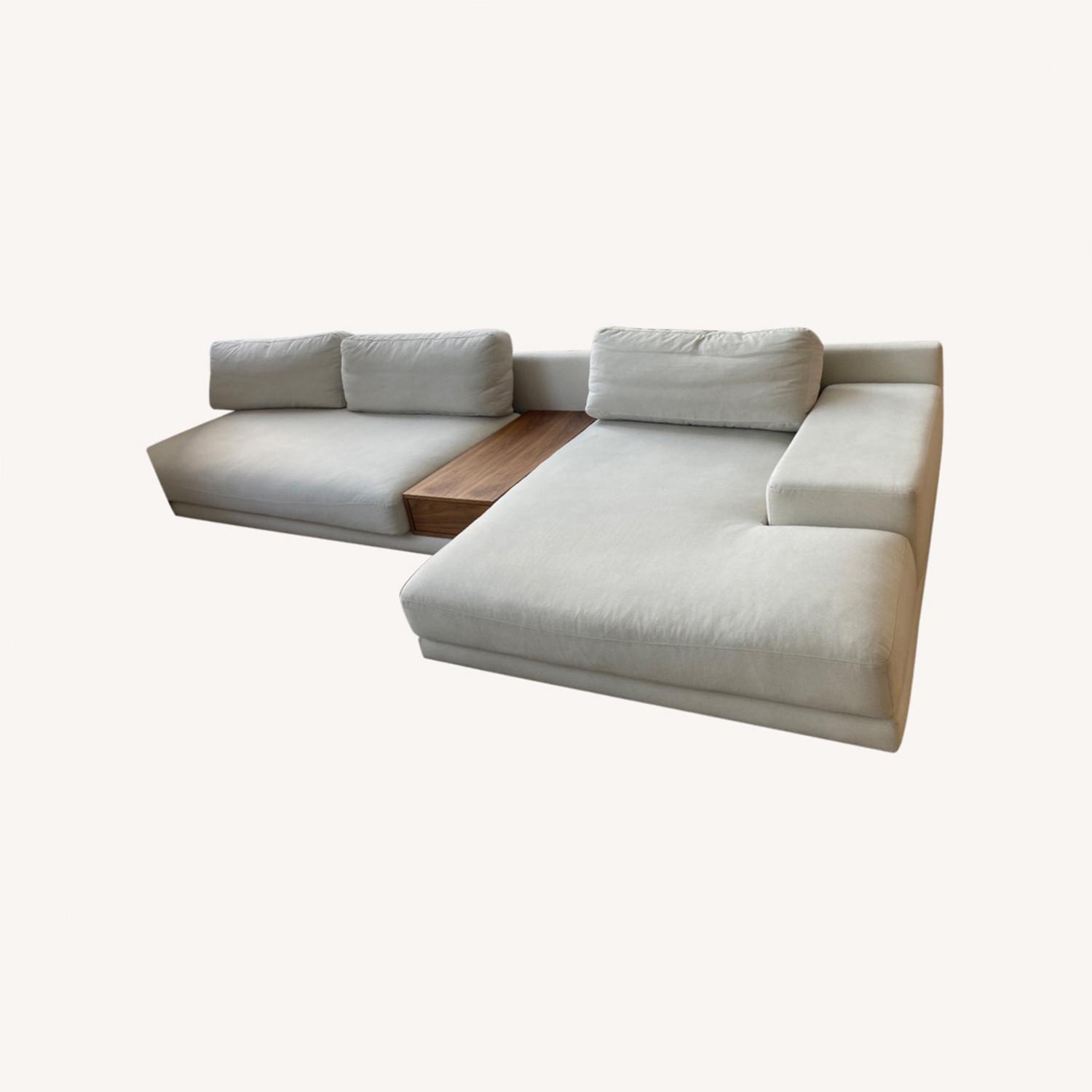 Rove Concepts White 2-piece Sectional with Wood Drawer - image-0