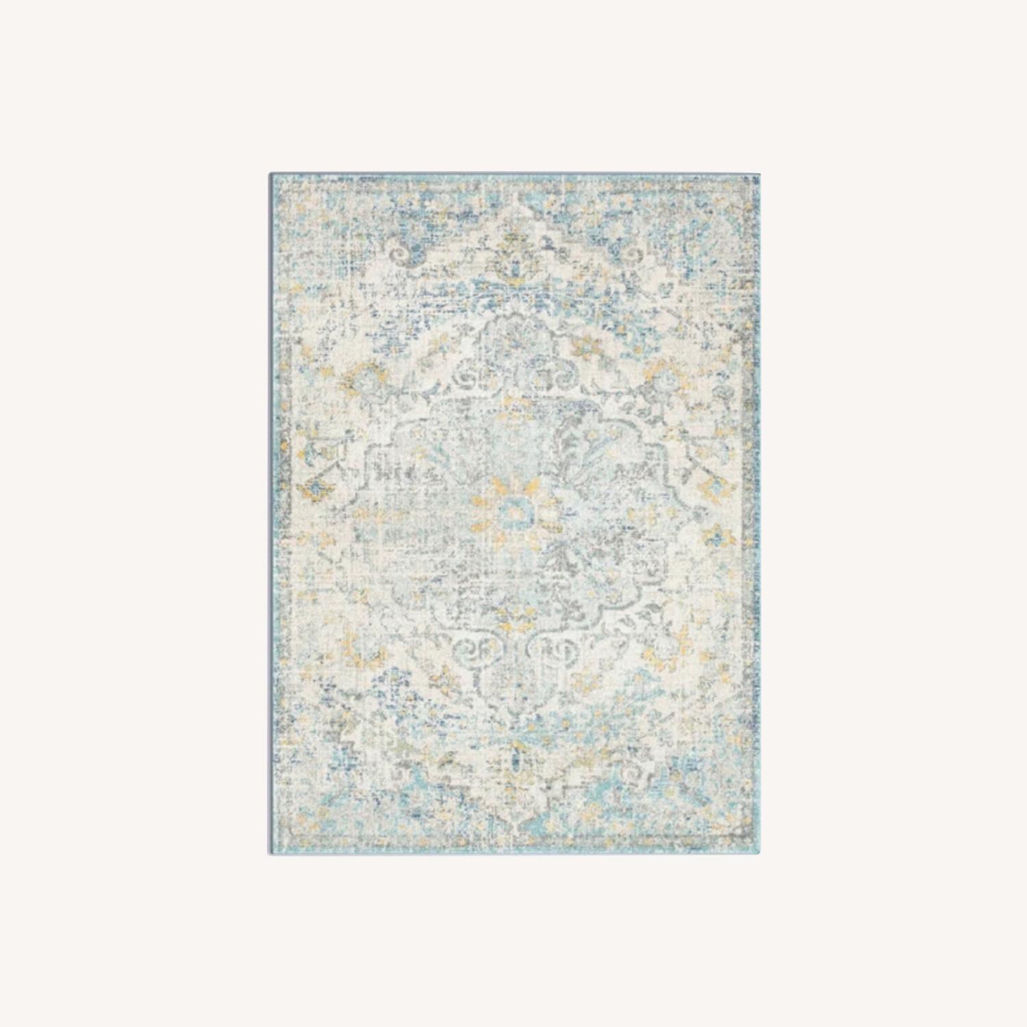 Ivory Cream/ Teal/ Yellow Area Rug - image-0