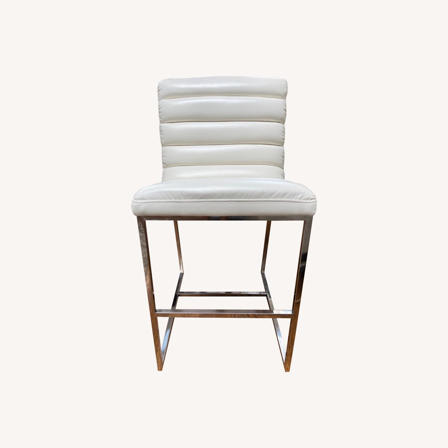 3 Bardot Collection White Leather Counter Stools - image-0