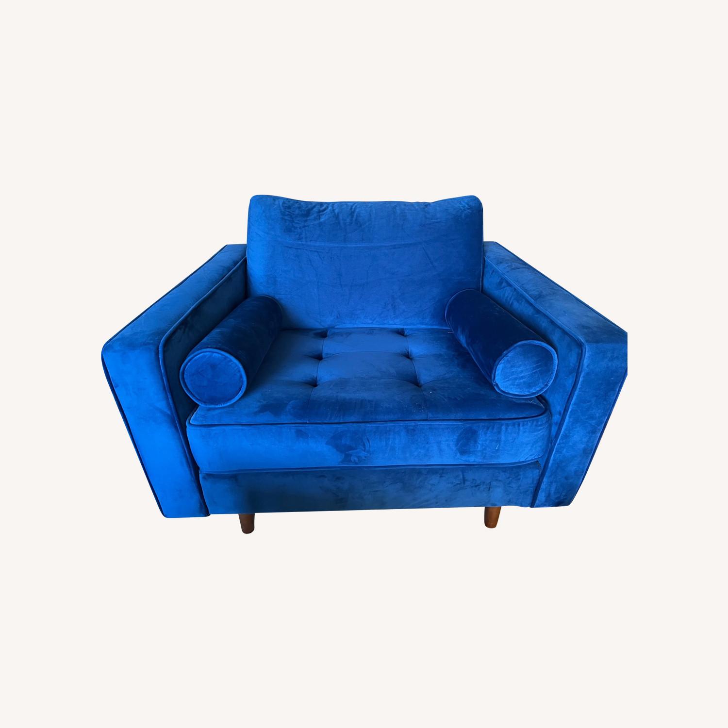 All Modern Blue Velvet Accent Chair - image-0
