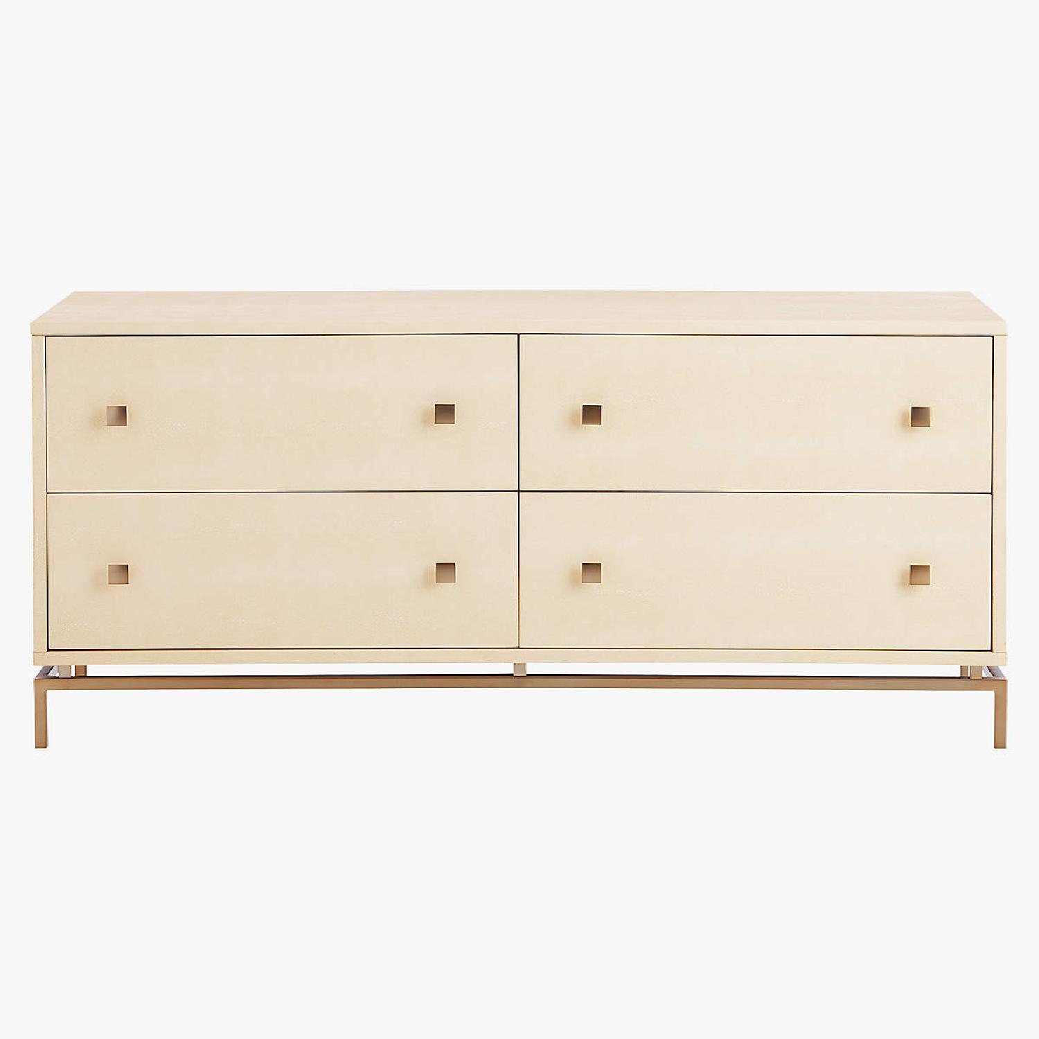 CB2 Ivory Shagreen Embossed Low Dresser - image-6