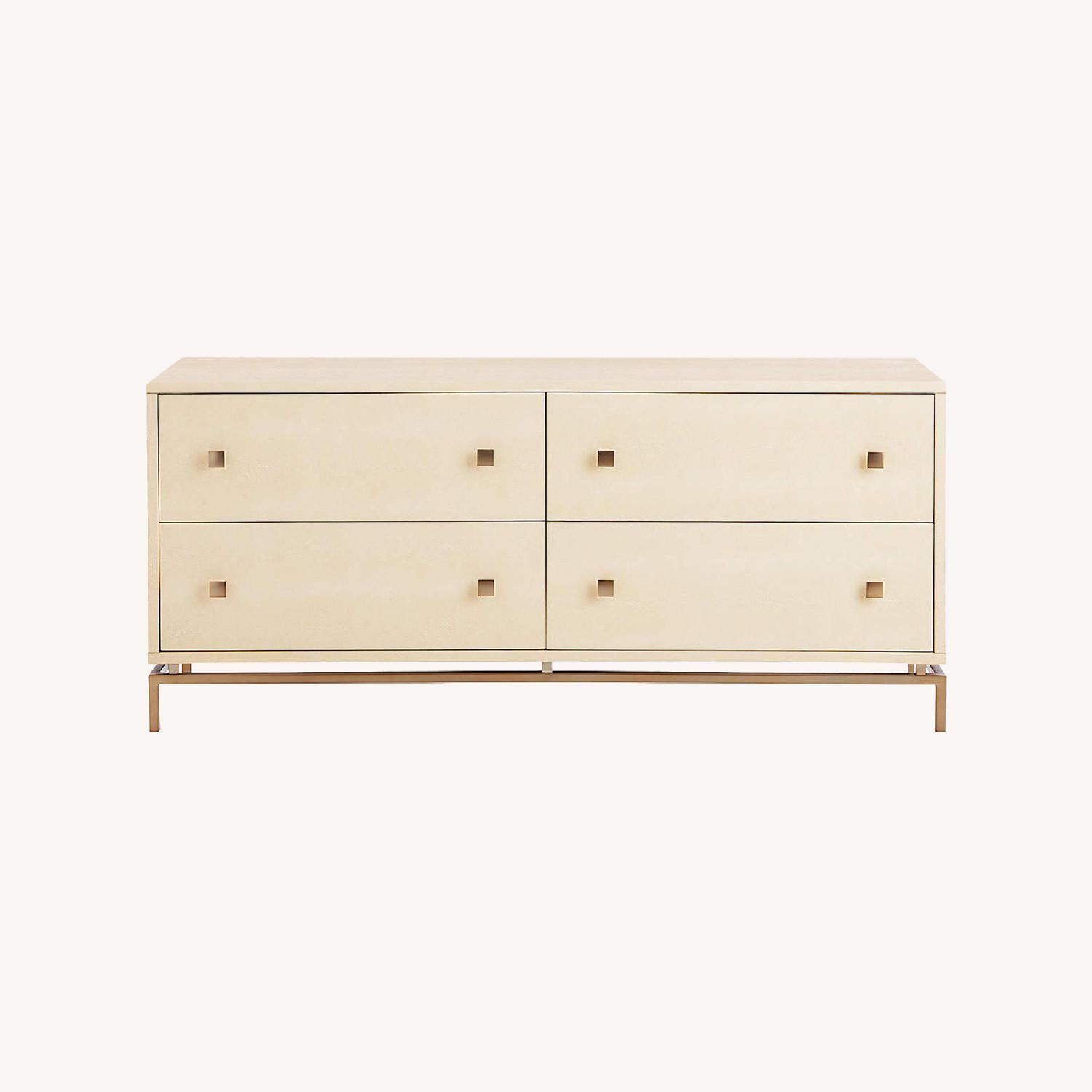 CB2 Ivory Shagreen Embossed Low Dresser - image-0