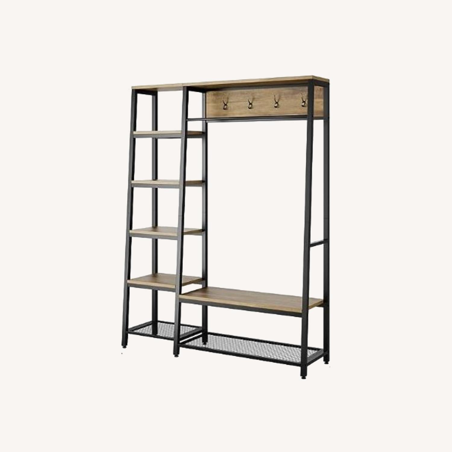 Industrial Clothes Rack with Shelves - image-0