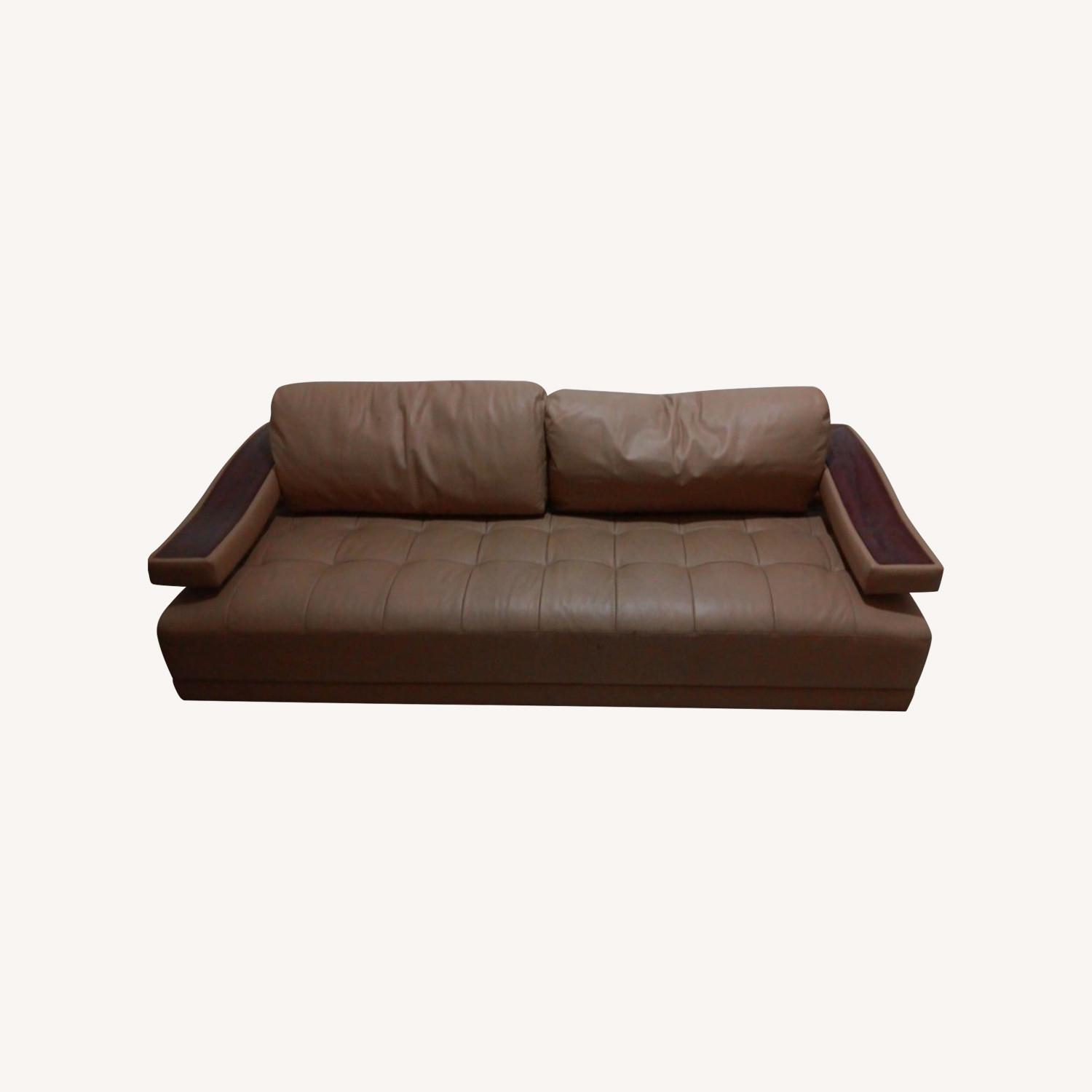 Beige Leather Lounge Couch - image-0