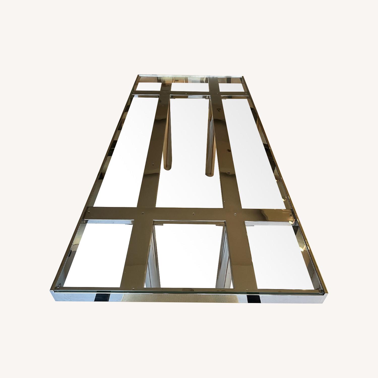Rectangular Glass Chrome Dining Table - image-0