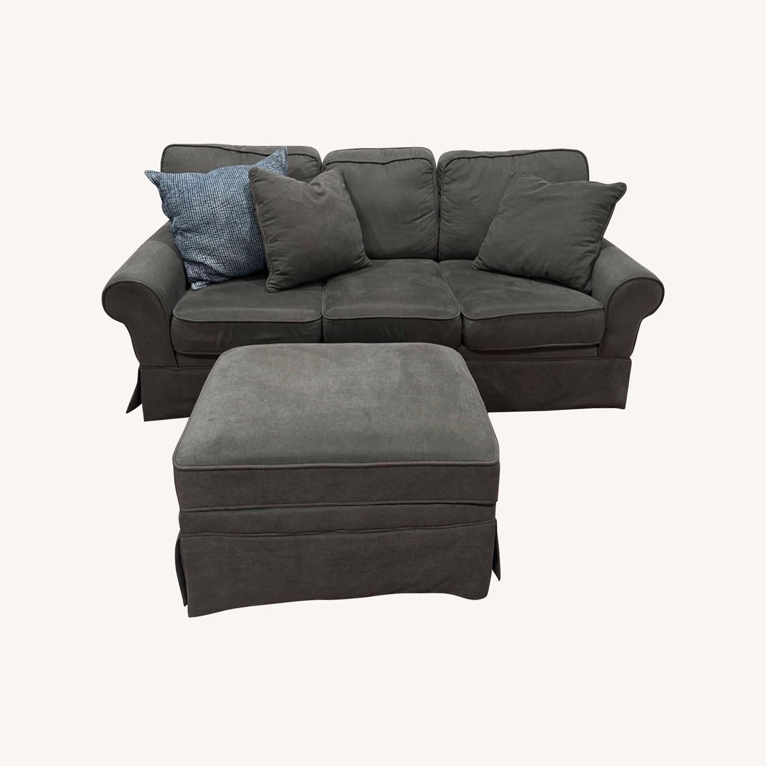Bob's Discount Grey Sofa with Ottoman Storage AptDeco