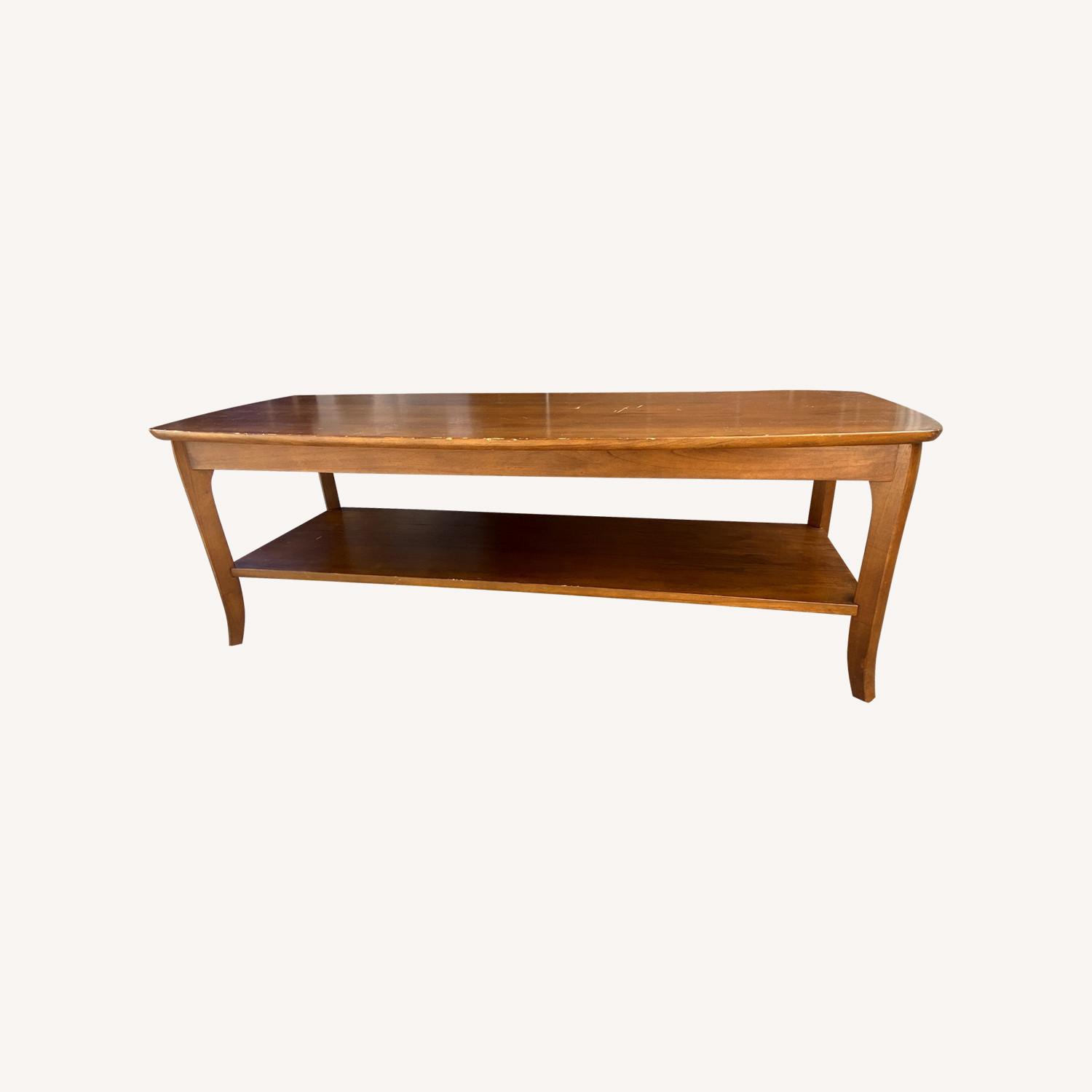 Pottery Barn Chloe Cherry Wood Stain Coffee Table AptDeco