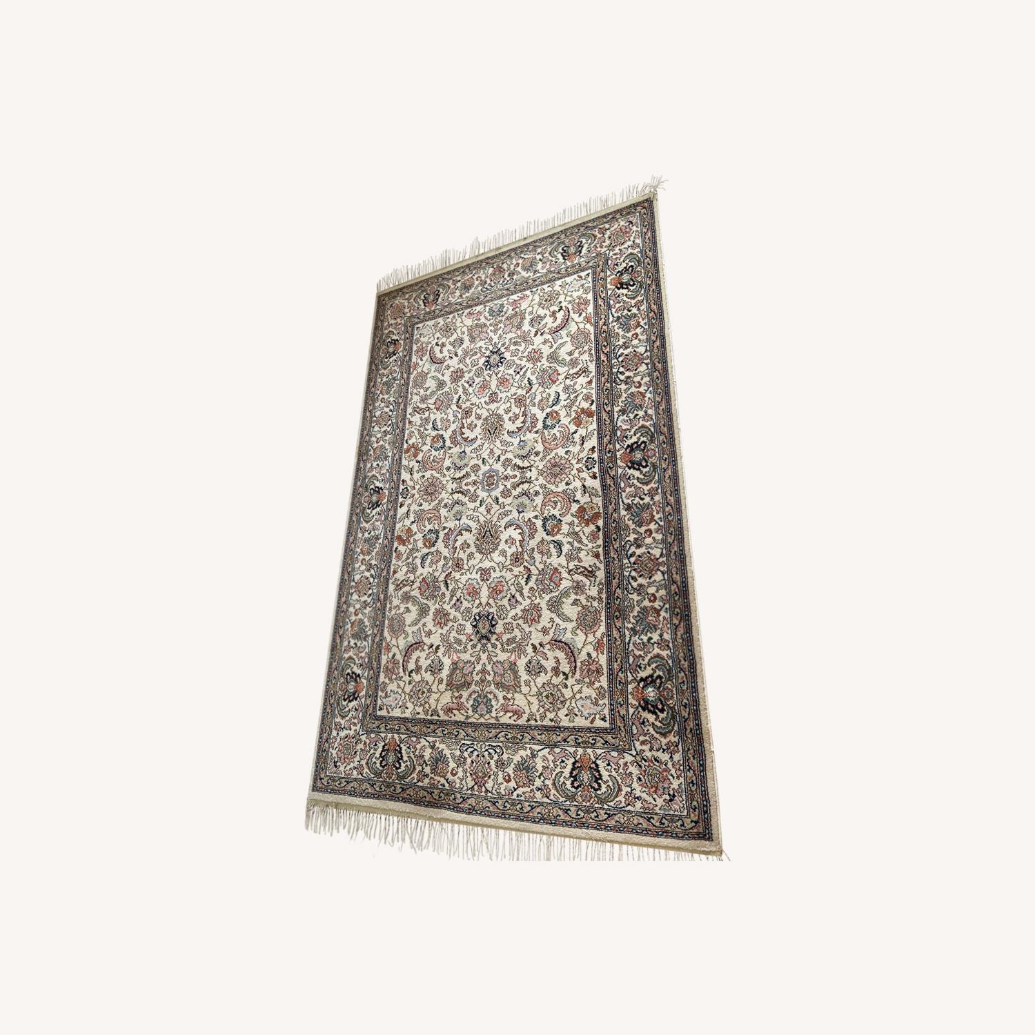 Wool Cream Patterned Area Rug - image-0